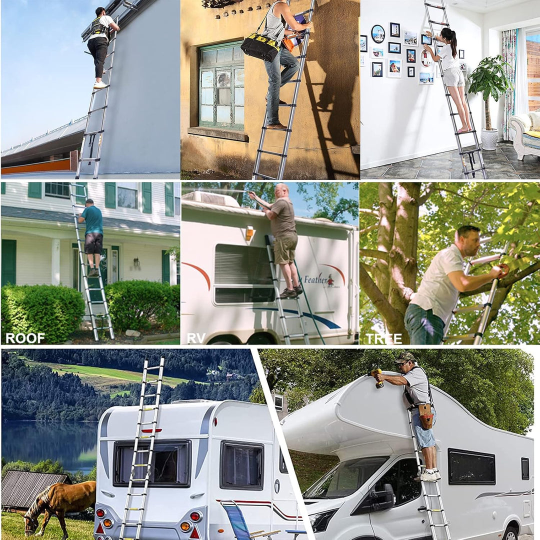 Teleskopleiter, 2,6 m, tragbare Teleskop-Ausziehleiter, Edelstahl, kompakt, für Zuhause, Dachboden,
