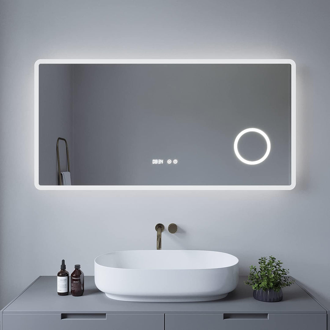 Badspiegel mit Beleuchtung 120x60 cm badezimmerspiegel LED Wandspiegel, Touch-Schalter Dimmbar Kaltw