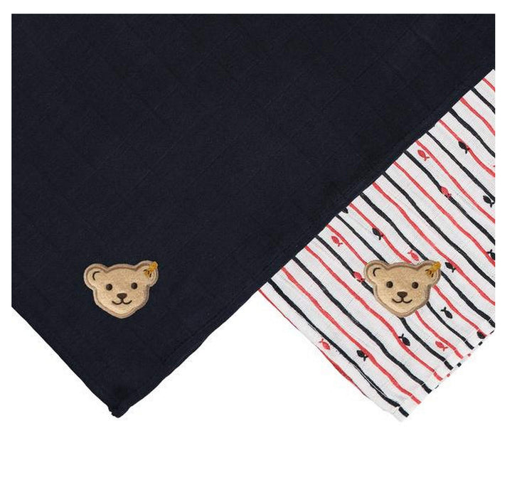 Steiff Baby-Jungen GOTS Mullwindel, Navy, One Size