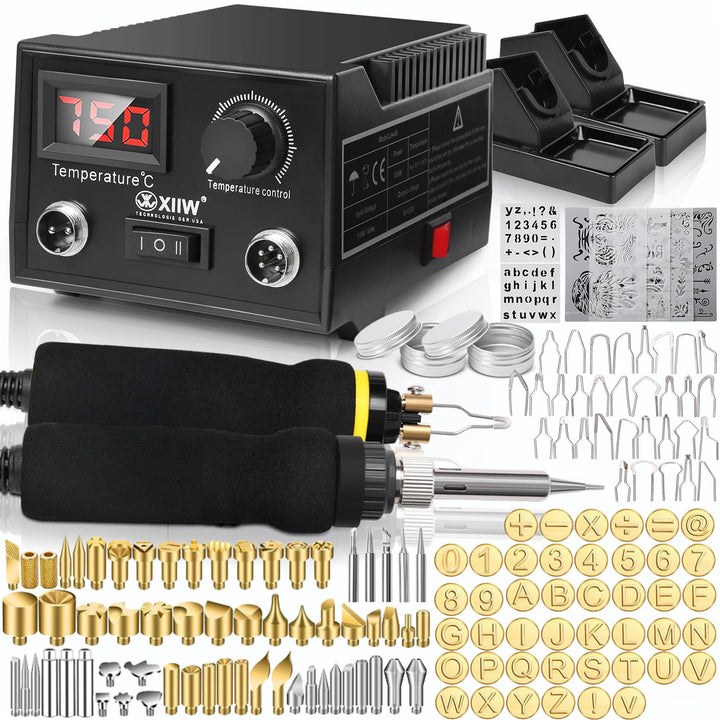 165-tlg Brandmalstation, 100W Brandmalerei und Lötkolben set, 5x Lötspitzen &amp; Zwei Stift, Holzbrenne