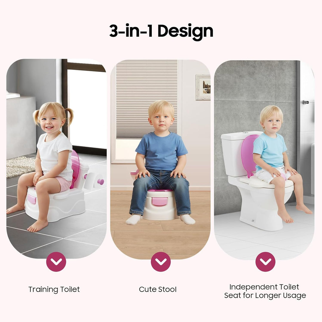 2in1 Kindertoilette Töpfchentrainer mit Rückenlehne, abnehmbarem Auffangbehälter und Toilettenpapier