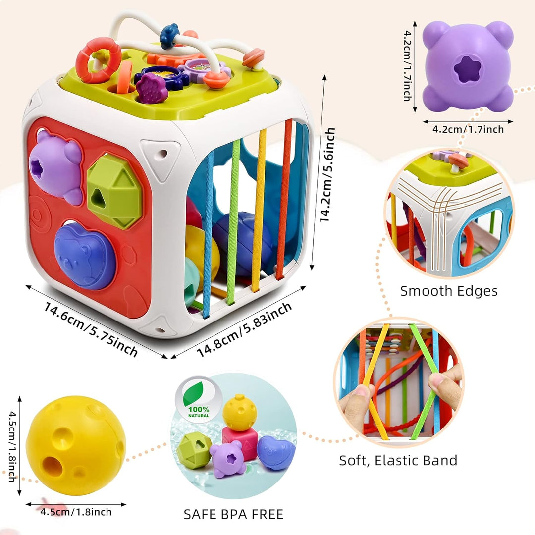 spielzeug ab 1 2 Jahr, 7 in 1 Montessori Babyspielzeug Motorikschleife Activity Center Motorikspielz