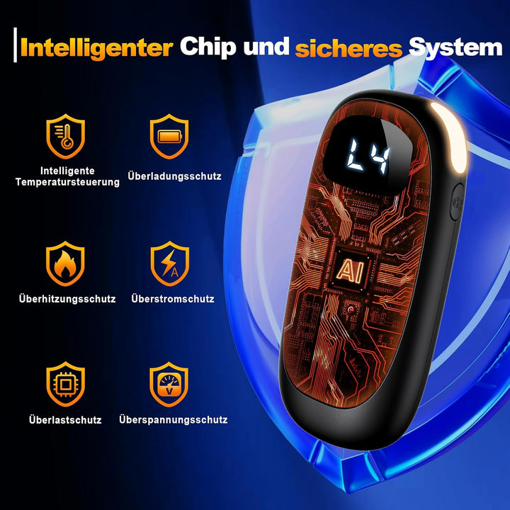 Handwärmer Elektrisch, 2er Pack - Zweiseitig heizende elektrische Handwärmer mit LED-Digitaldisplay,
