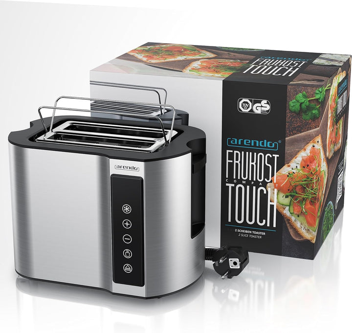 Arendo - Touch Toaster 2 Scheiben Edelstahl - Touchpanel - digital Display Restzeitanzeige - 800 W –