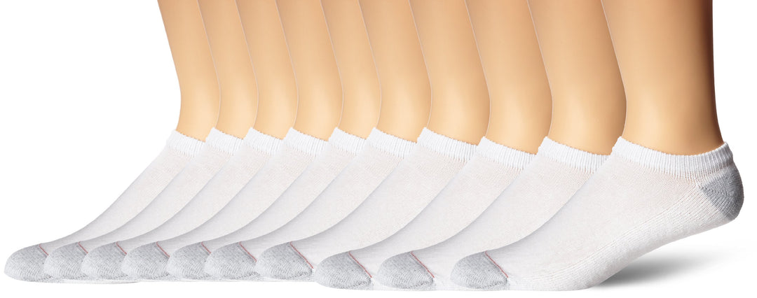 Hanes Herren Ultimate No Show Socken, 10er-Pack, weiss, Schuhgrösse: 39-46