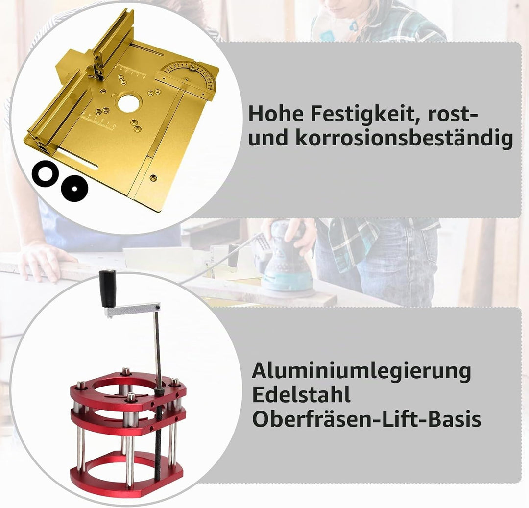 plplaaoo Router Lift Präzise System 4-Backen-Hebebühne Klemm-Frästisch-Hebesystem Oberfräse Tisch He