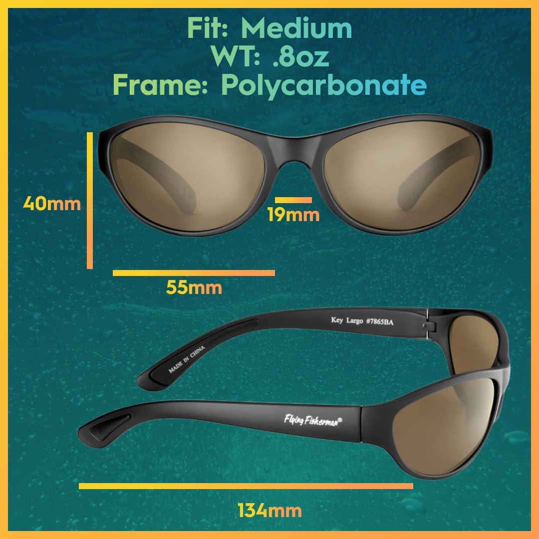 Flying Fisherman Key Largo Polarisierte Sonnenbrille Mattschwarzer Rahmen/Bernsteinfarbene Gläser Be