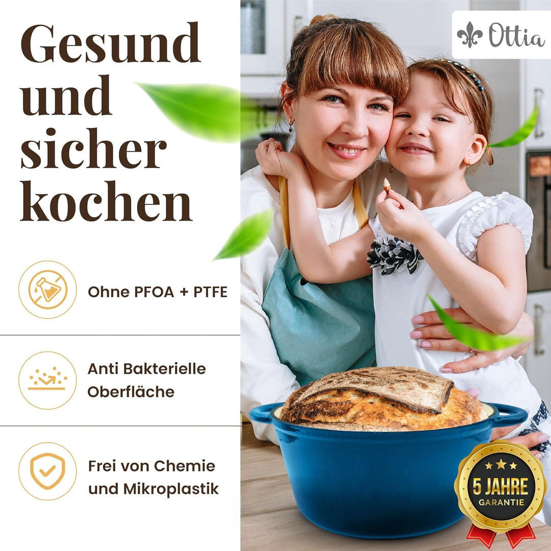 Ottia Gusseisen Topf brot backen - Emaille Topf 26cm - Dutch Oven, Brotbackform, Brotbacktopf, Schmo