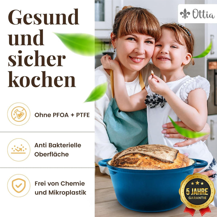 Ottia Gusseisen Topf brot backen - Emaille Topf 26cm - Dutch Oven, Brotbackform, Brotbacktopf, Schmo