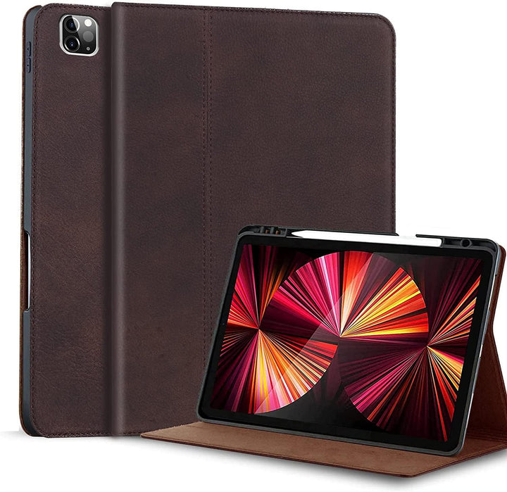 Gexmil Leder Hülle für iPad Pro 12,9 Zoll 6./5./4./3. Generation 2022/2021/2020/2018 Echt Leder Cove