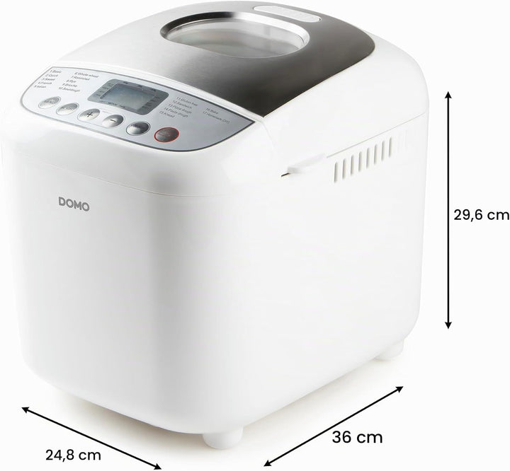 DOMO B3976 Brotbackautomat 500-750-1000gr - 17 Programme - inkl. glutenfreiem Programm - mit Timer -