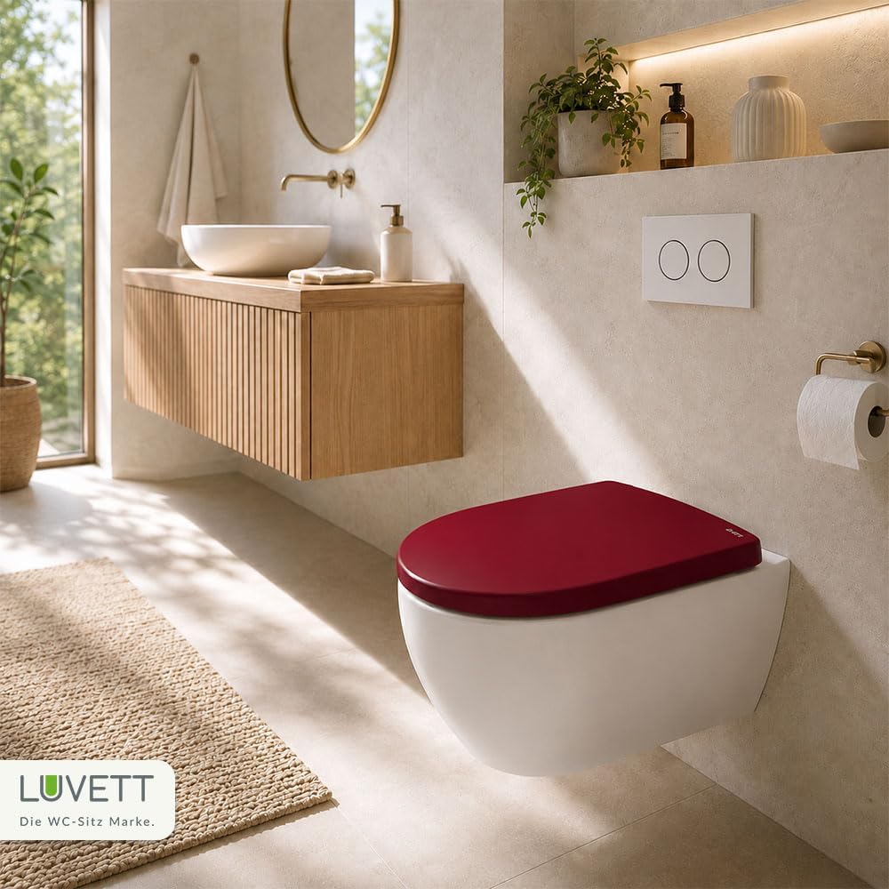 LUVETT® WC-Sitz mit Absenkautomatik C100 oval universell, Toilettendeckel mit 3 Edelstahl Montagelös
