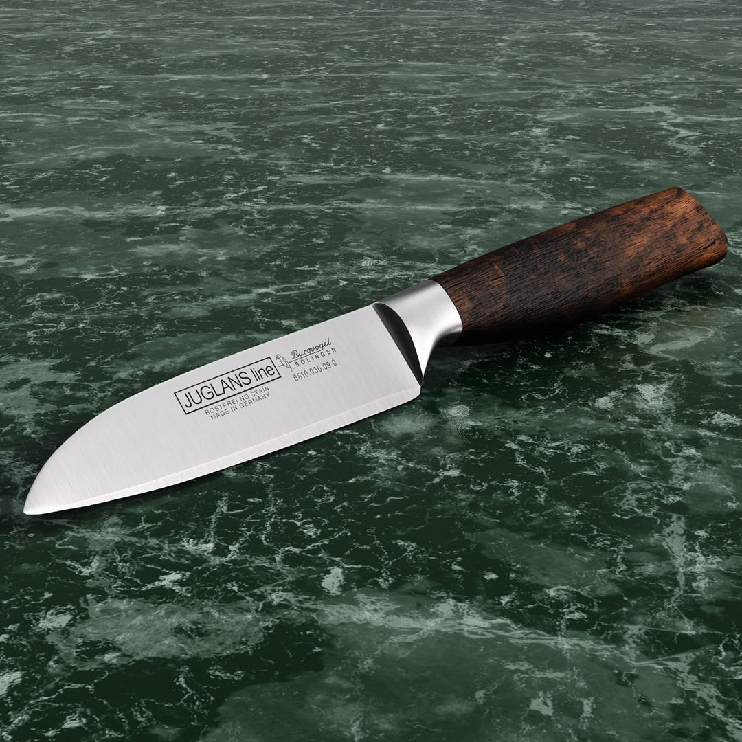 Burgvogel Solingen Juglans Line Gemüsemesser Walnussholz 9 cm, rostfrei, Küchenmesser scharf geschmi