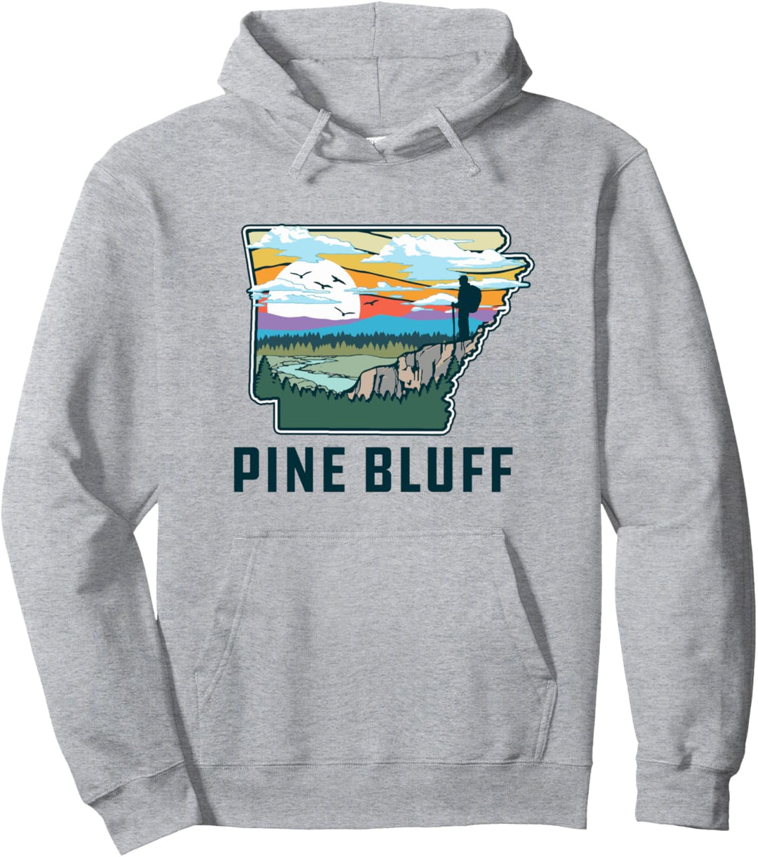 Pine Bluff Arkansas Outdoor & Nature State Illustration Pullover Hoodie