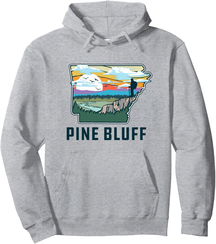Pine Bluff Arkansas Outdoor & Nature State Illustration Pullover Hoodie