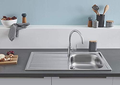 GROHE BauEdge - Einhand-Spültischbetterie (Einlochmontage, Einlochmontage, 360° schwenkbar), chrom,
