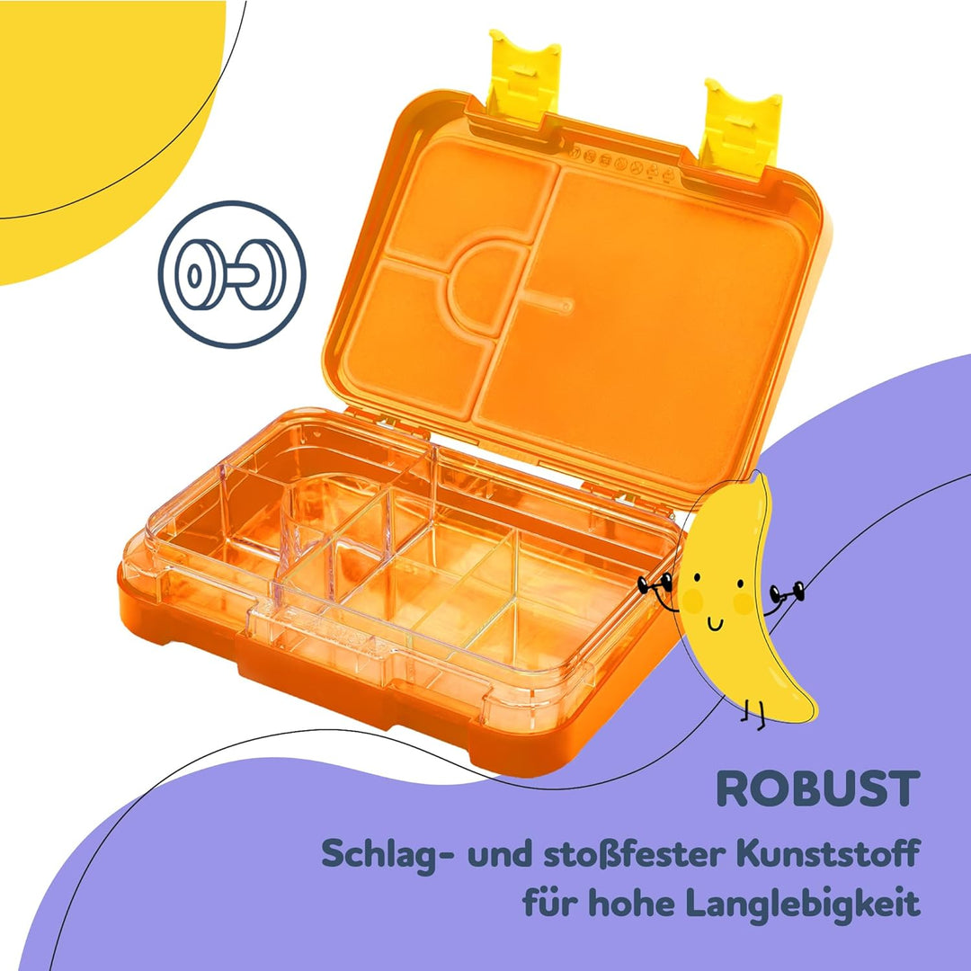 schmatzfatz Junior Brotdose für Kinder mit Fächern, Bunte,Unterteilt &amp; Auslaufsicher, BPA-Freie Lunc