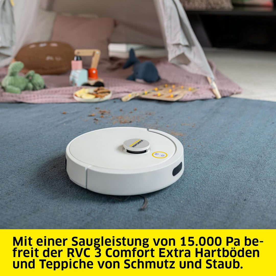 Kärcher Saug- und Wischroboter RVC 3 Comfort Extra, 15.000 Pa, bis 130 min Laufzeit, App-Steuerung,