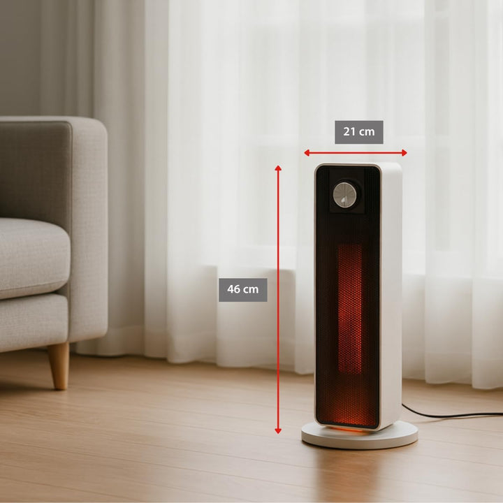 alpina Elektrischer Heizlüfter 2000W – Keramik Heizkörper mit Griff und Absturzsicherung – Oszillier