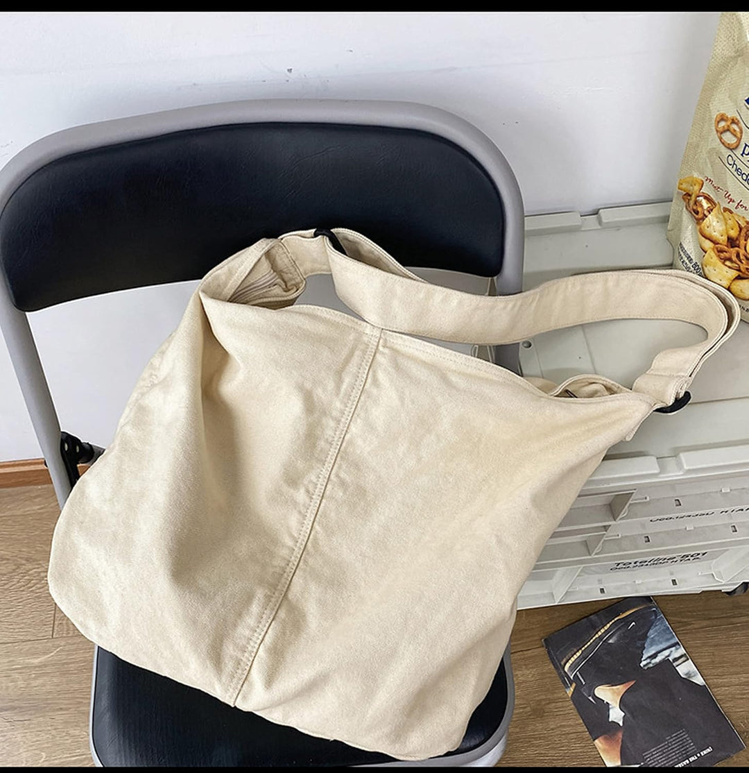 Messenger-Tasche aus Segeltuch, gross, einfarbig, mit mehreren Taschen, Schultertasche aus Segeltuch