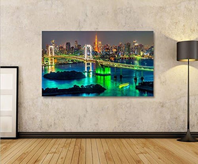 islandburner Bild Bilder auf Leinwand Tokyo V2 Japan Skyline 1p XXL Poster Leinwandbild Wandbild Dek