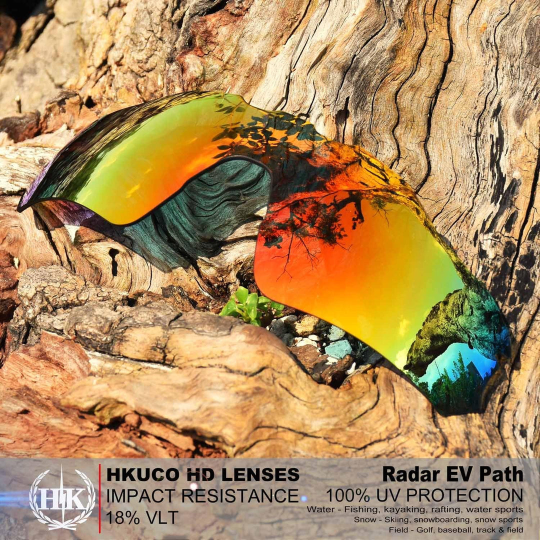 HKUCO Red/Black Polarized Replacement Lenses and White Earsocks Rubber Kit For Oakleys Radar EV Path