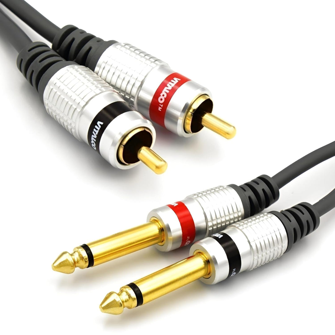 Cinch auf 6.3mm Klinke Kabel 7,5m 2X Male Chinch Stecker zu 2X Grosse Klinke Mono Audio Adapter MK50