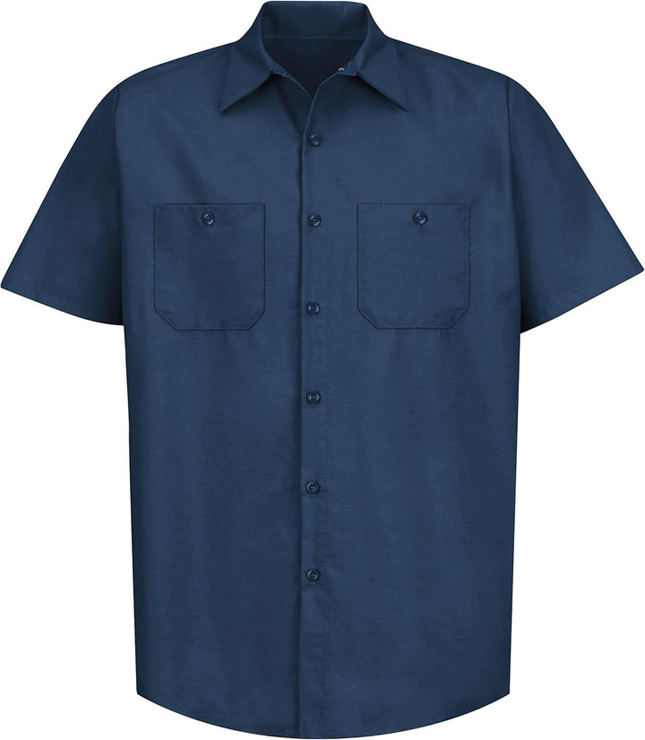 Red Kap Herren Gestreift Industrie Arbeitshemd mit Bleistift Stall Regular Fit Kurzarm XL Navy, XL N