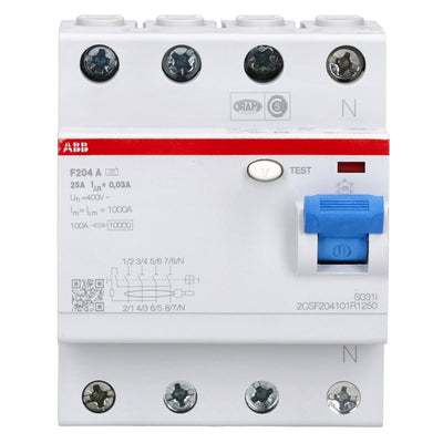 ABB FI-Schutzschalter, 25A, 4-polig, F204-25/0,03