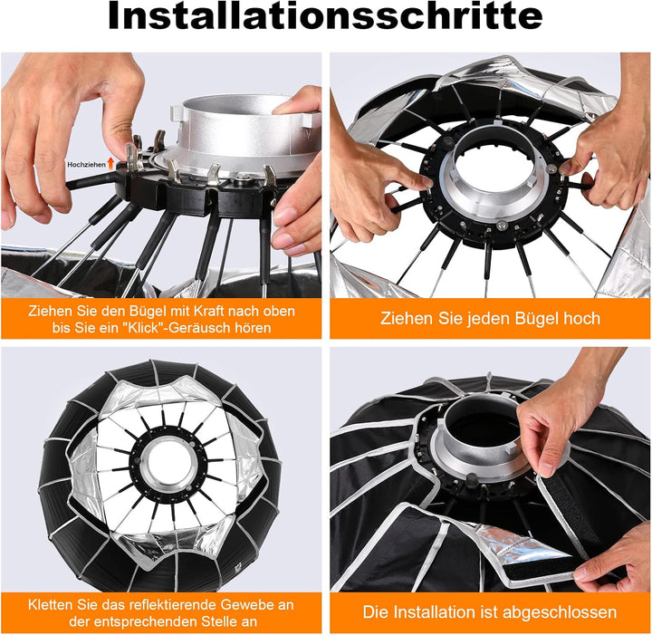 SOONPHO SP-90 90cm/35.43in Deep Parabolic Softboxen mit Schnellverschluss Bowens Mount Softbox für A