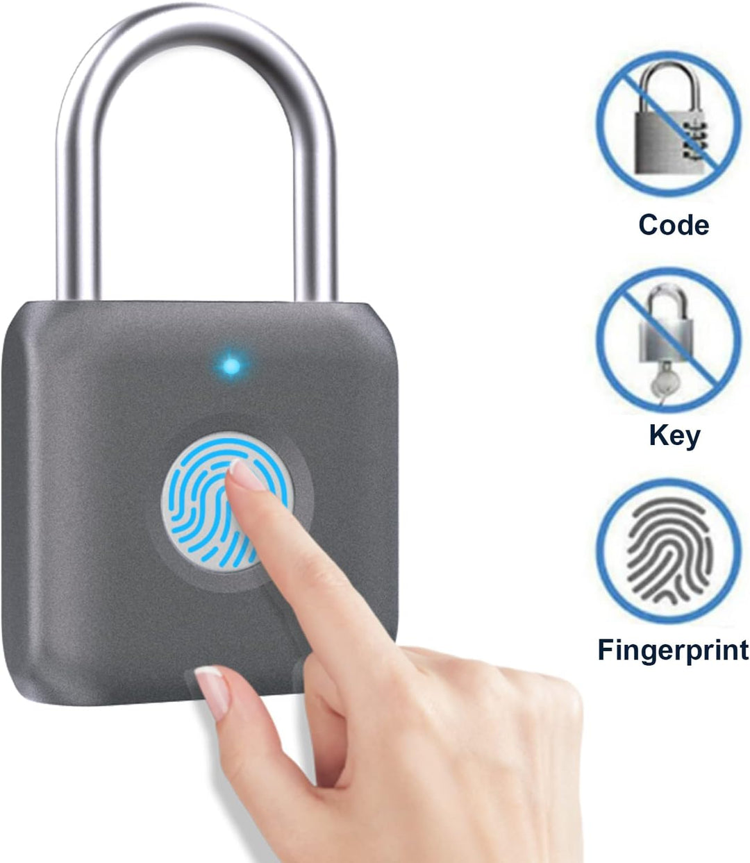 Schloss mit Fingerabdruck, Eseesmart Fingerprint Schloss, Fingerabdruck Vorhängeschlöss, USB-Aufladu