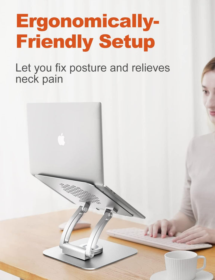 Laptop Ständer mit 360° Drehbarer Basis, Ergonomisch Laptopständer Höhenverstellbar, Laptop Erhoehun