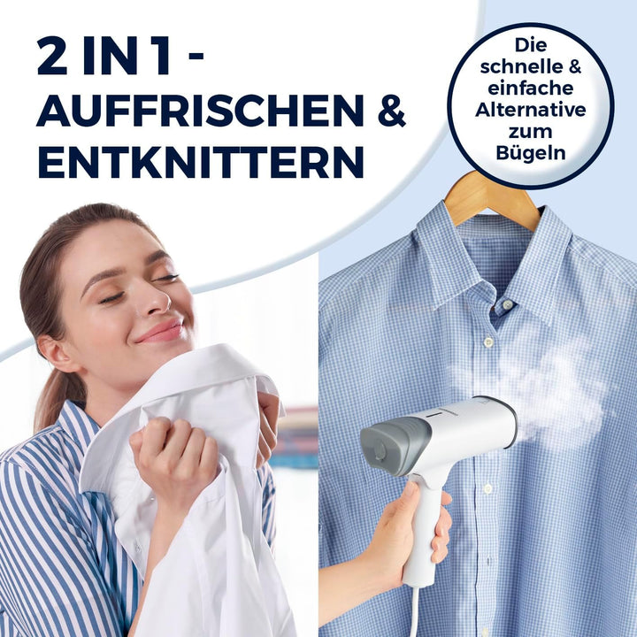 CLEANmaxx 2in1 Dampfbürste 1200 Watt | Dampfglätter faltbar und tragbar | Kompakt Steamer mit einer