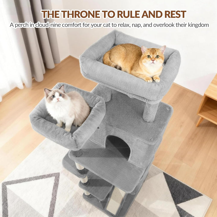 Kratzbaum 178 cm, Katzenbaum Gross, Kratzbaum Grosse Katzen Stabil mit Kratzsäulen, Kratzbrett, 2 Be