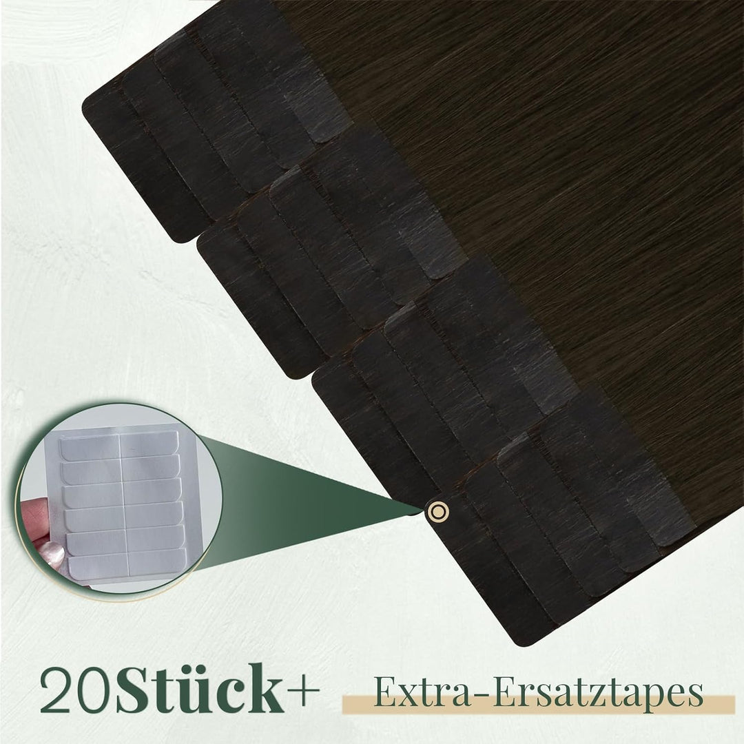 Ugeat Tape Extensions Echthaar Braun Kurz Haar 30 cm 30G 20 Stück 