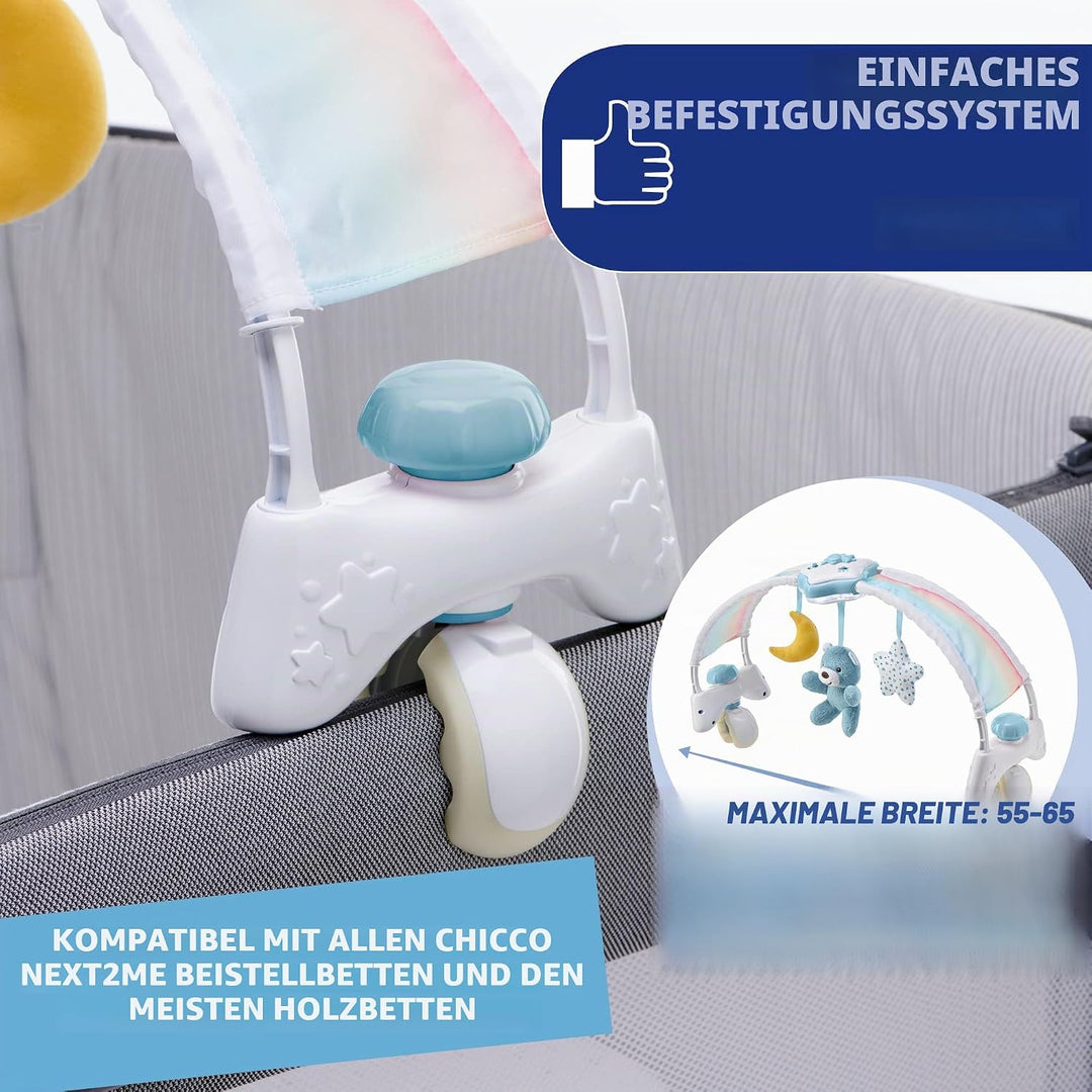 Chicco Regenbogen-Spielbogen für Kinderbett, 2in1 Evolutionskompatibel Next2Me, Babywanne mit Regenb