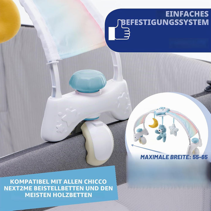 Chicco Regenbogen-Spielbogen für Kinderbett, 2in1 Evolutionskompatibel Next2Me, Babywanne mit Regenb
