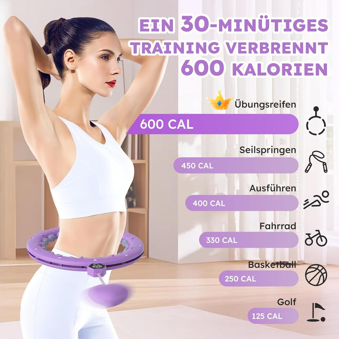 Smart Hula Hoop Reifen Erwachsene mit Gewicht Kugel und Hüftgürtel, Umfang (70-130cm) Abgebauter Fit