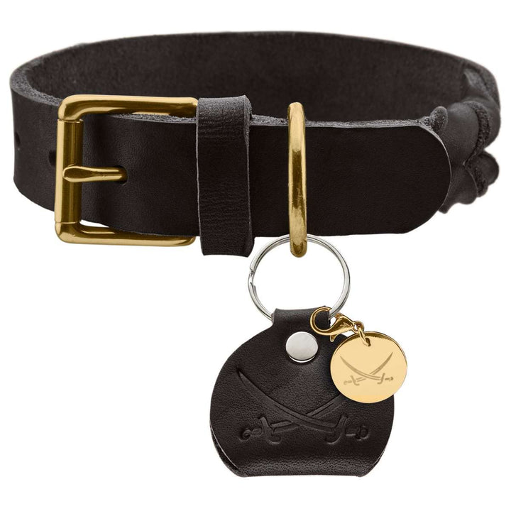 HUNTER SANSIBAR SOLID Hundehalsband, Leder, strapazierfähig, griffig, geflochten, 45 (S-M), schwarz