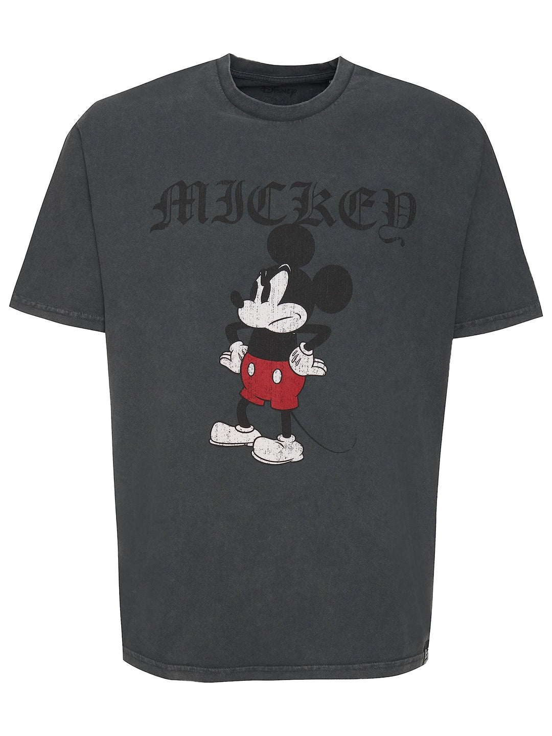 Recovered Disney Grumpy Mickey Roman Text Washed Black T-Shirt by M