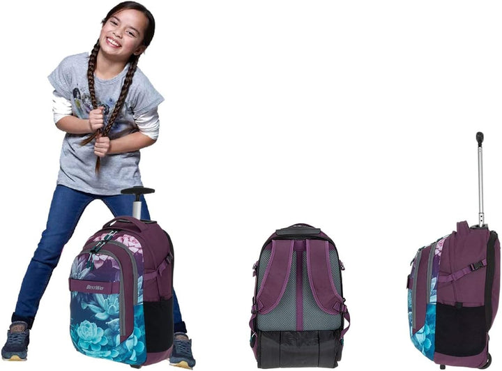 Bestway Schultrolley Mädchen Jungen Trolley Schulrucksack 2 Teile Set Packer Evo + Heftmappe A4 Dark