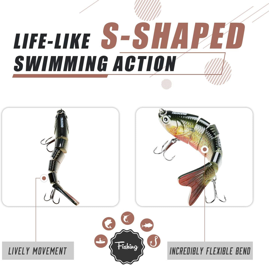 TRUSCEND Kunstköder Hecht, Fisch Köder für Zander Barsch Forellen Wobbler Swimbait, Angelköder Fisch