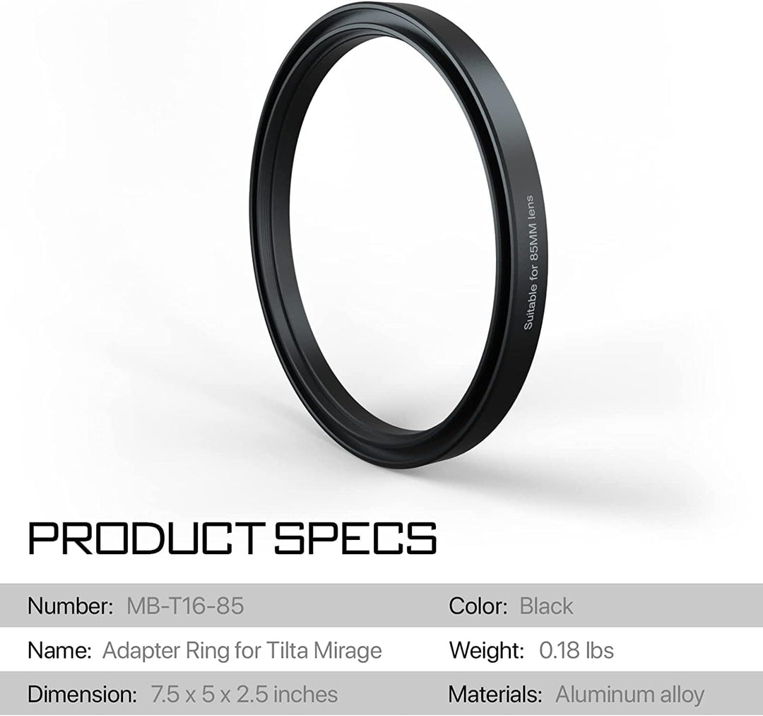 TILTA Step Up Objektivadapterring 85 mm für Tilta Mirage Matte Box Kamera Objektiv Filter Adapter Ri