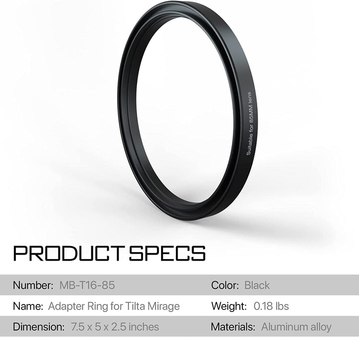 TILTA Step Up Objektivadapterring 85 mm für Tilta Mirage Matte Box Kamera Objektiv Filter Adapter Ri