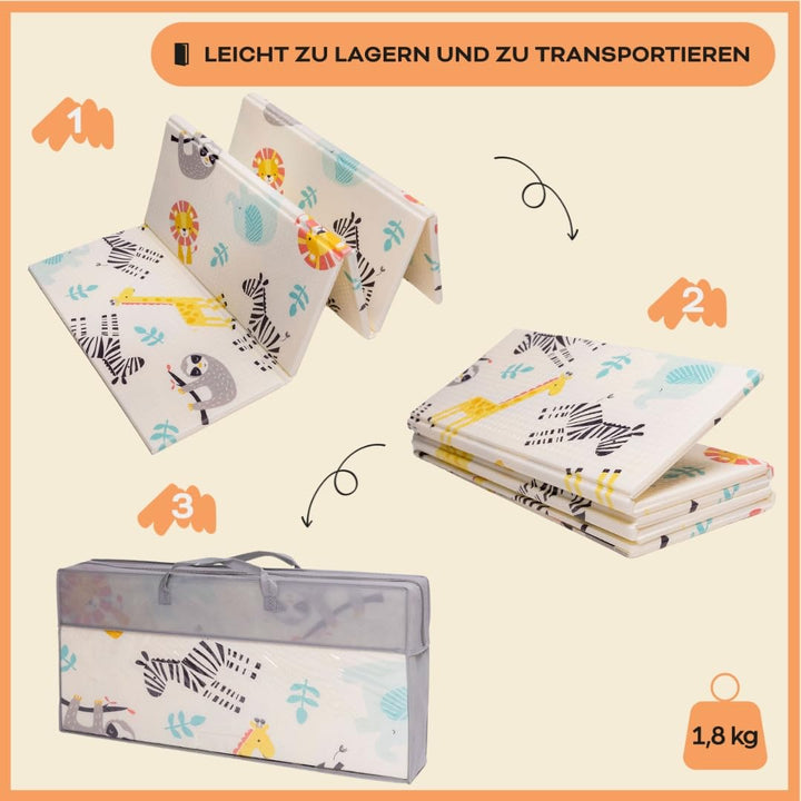 Baby-Spielmatte, faltbar, sensorisch, wasserdicht, ungiftig, wendbar. Vielseitige Matte, perfekt zum