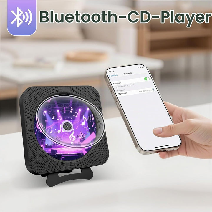 Canareen CD Player Boombox - Upgrade Bluetooth Lautsprecher mit Staubschutzhülle &amp; LED Bildschirm |