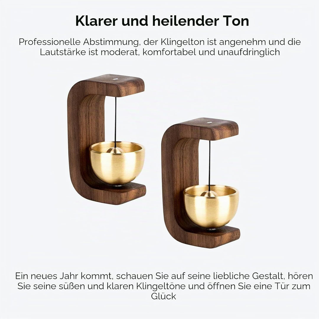 Goldene dekorative Shopkeepers Glocke für Türöffnung – magnetische Holz-Türklingel mit Messingglocke