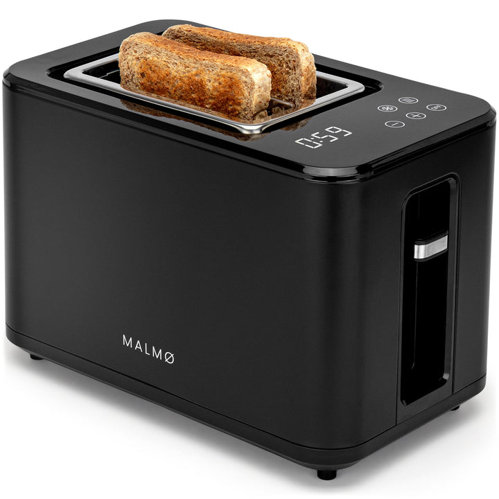MALMØ Toaster - 900 Watt mit digitalem Timer - Toaster 2 Scheiben - mit Brötchenaufsatz - matt schwa