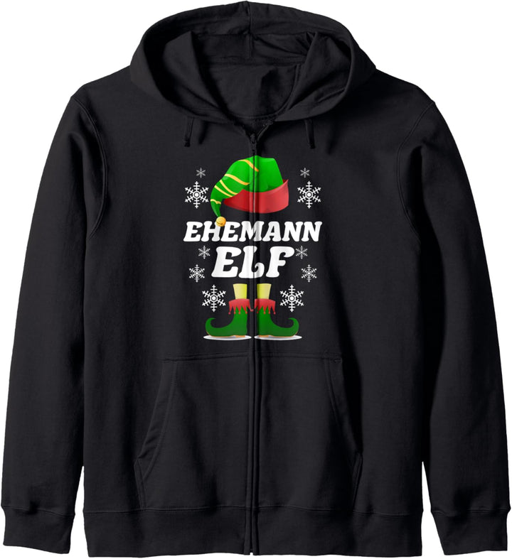Ehemann Elf Familien Outfit Weihnachten Weihnachtself Kapuzenjacke
