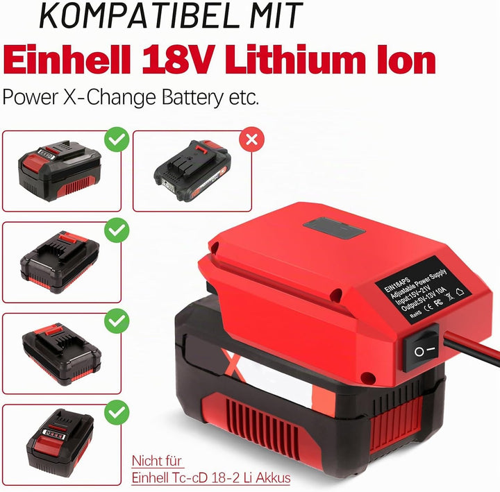 Adapter für Einhell 18V zu 12V Step Down Konverter,DIY Ladegerät Konverter